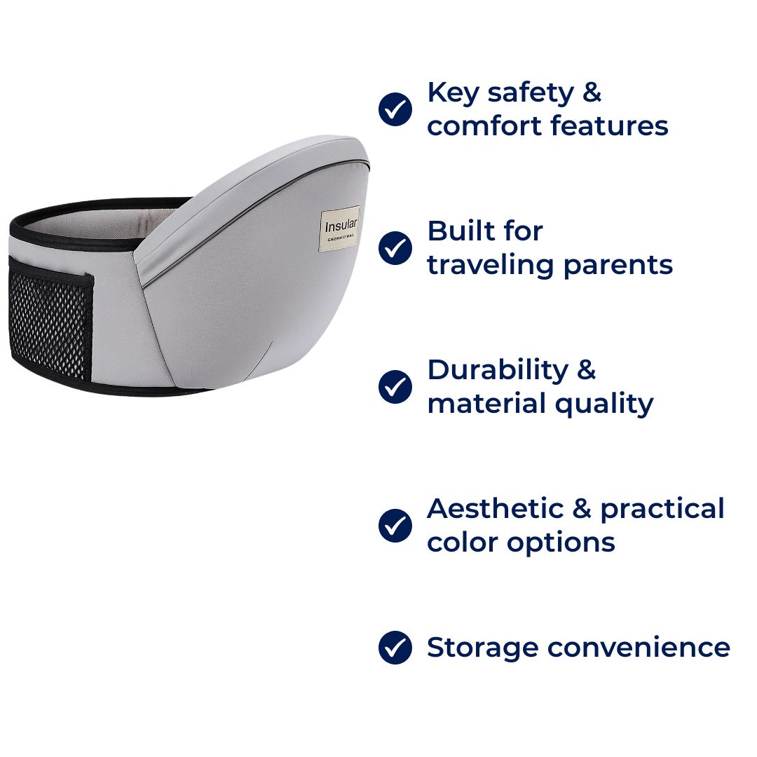 SureCarry | Ergonomic Hip‑Seat Carrier – Even Weight Distribution – Tear‑Resistant Nylon – Hands‑Free Support for Travelling Parents