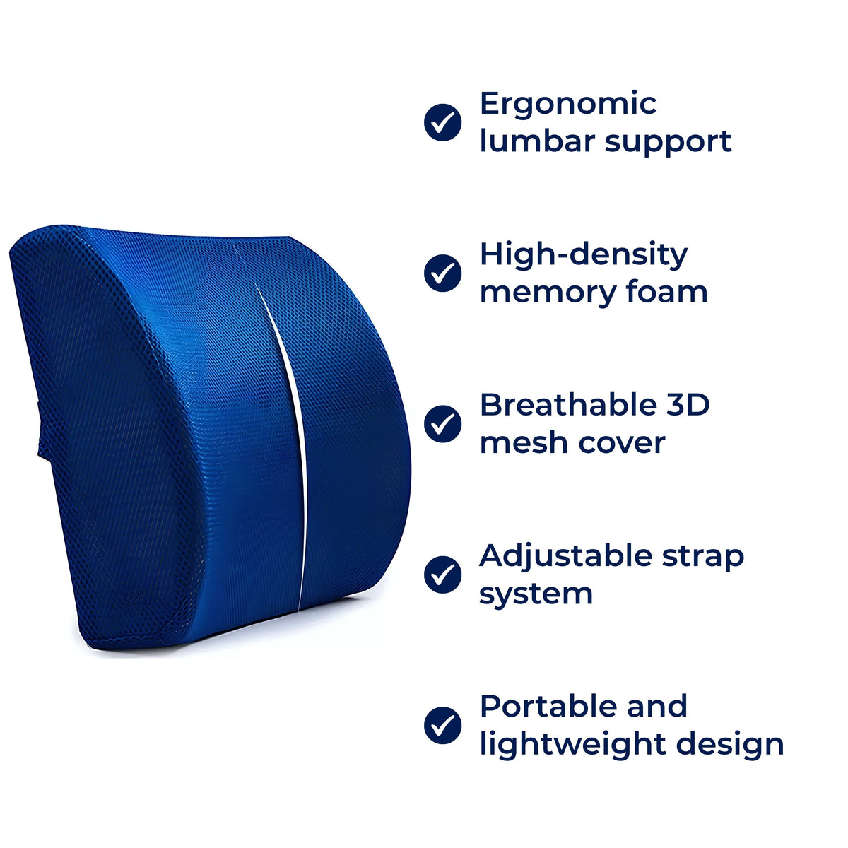 DriveEase | Car Lumbar Support Cushion – Memory Foam Relief – Breathable Mesh – Ideal for Commute & Long Drives