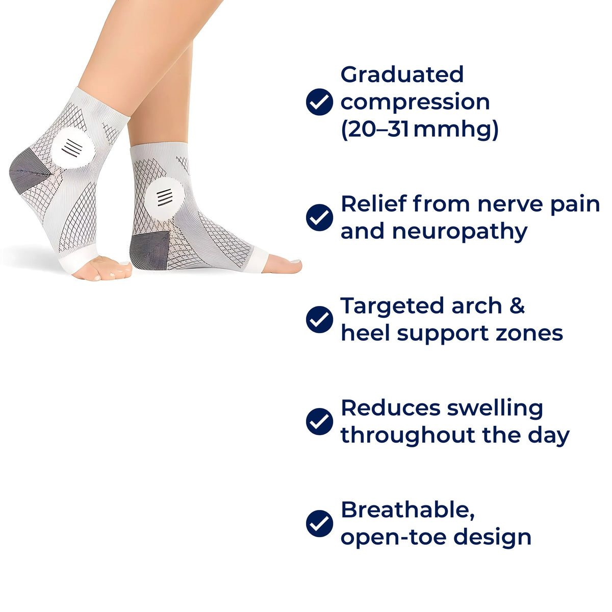 Neurowear | Neuropathy Compression Socks – Graduated 20–31 mmHg – Breathable Toeless Design – All‑Day Relief for Swollen Feet