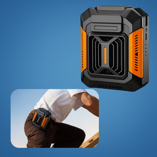 BreezeBank | Belt-Clip Personal Fan – Hands-Free Cooling – 4000 mAh Rugged Build – Portable Power Bank – Stay Cool & Comfortable Outdoors