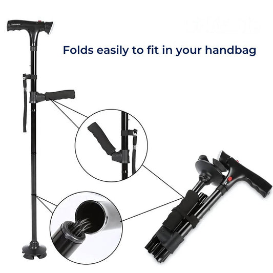 MobilityMate Folding Cane Collapsible Walking Stick | Telescopic Walking Stick - Lightweight Cane - for Seniors and Travellers