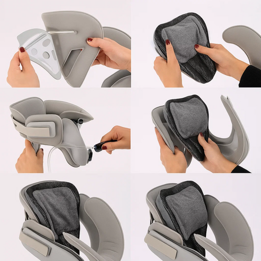 AlignRelief | Cervical Traction Collar – Instant Neck Pain Relief – Adjustable Inflatable Cushion – Improves Posture – Home & Office Use