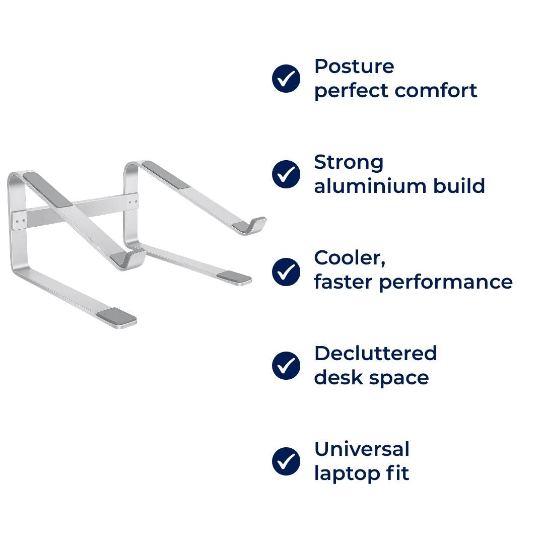 ErgoElevate | Aluminium Laptop Riser Stand – Ergonomic Posture Relief – Strong Lightweight Aluminium – Home Office Comfort