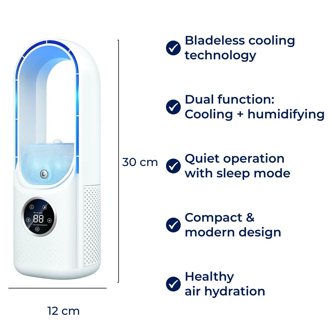 CoolMist | Portable Air Cooler Humidifier – Adjustable Quiet Mist – USB-Powered Compact – Personal Desk & Bedside Comfort for All-Day Freshness