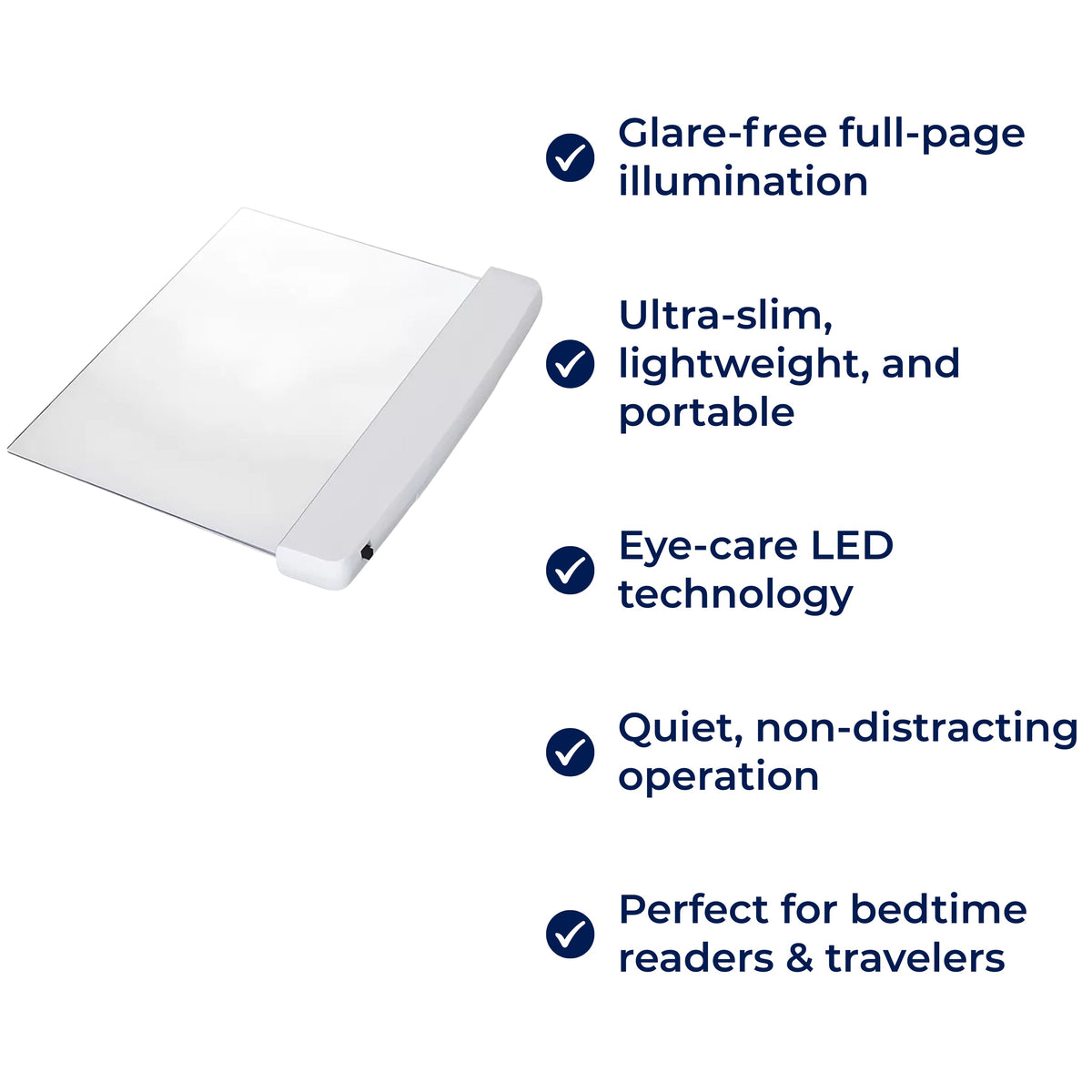 PageGlow | Flat LED Book Light – Glare‑Free Full‑Page Illumination – Slim Portable Design – Eye‑Care for Travellers & Bedtime Readers