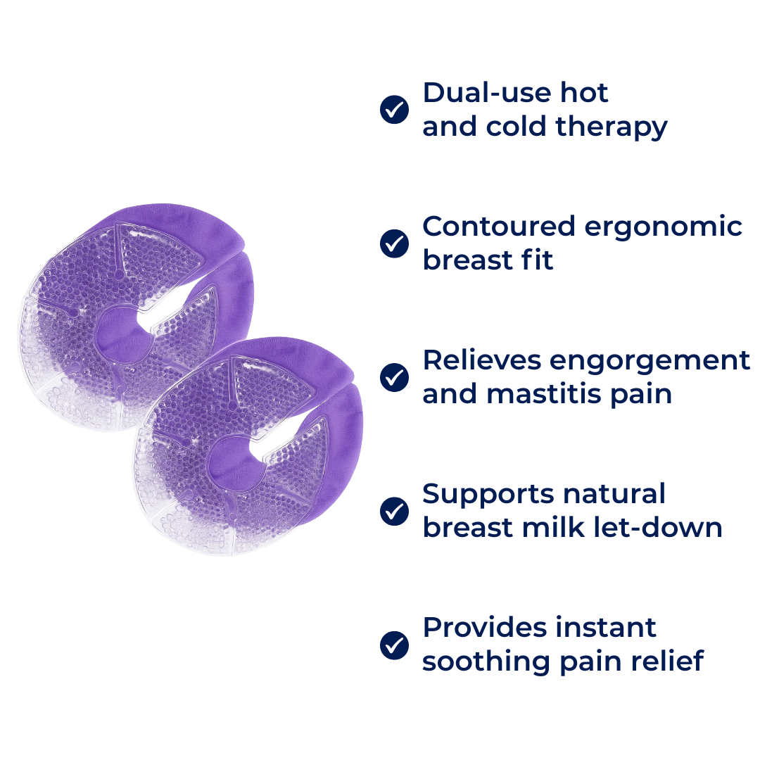 NurseEase | Breast Therapy Gel Pads – Engorgement Relief – Hot & Cold Contoured Gel Design – Comfort & Pain Relief for Nursing Mums
