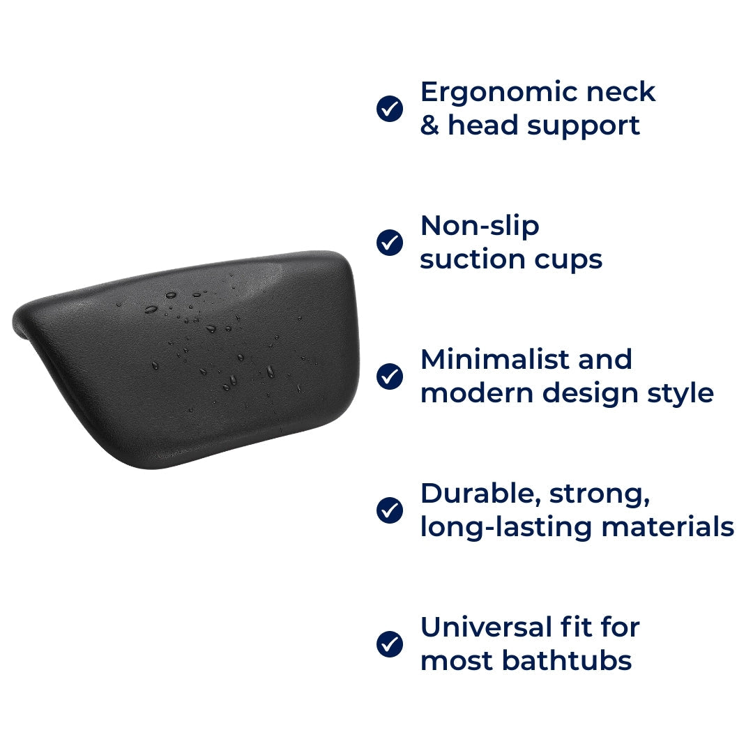 BathEase | Waterproof Bath Pillow – Neck & Head Support – Quick‑Dry Comfort – Non‑Slip Suction – Full‑Body Relief & Spa‑Like Relaxation at Home
