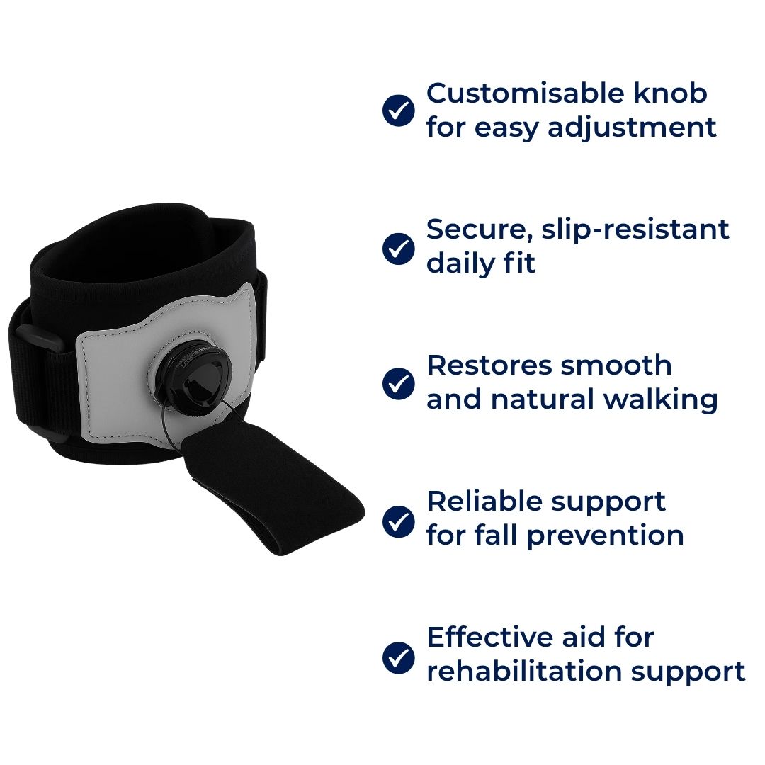 StrideAid | Foot Drop Brace – Adjustable AFO Support – Breathable & Lightweight – Prevents Trips – Improves Balance & Walking Confidence