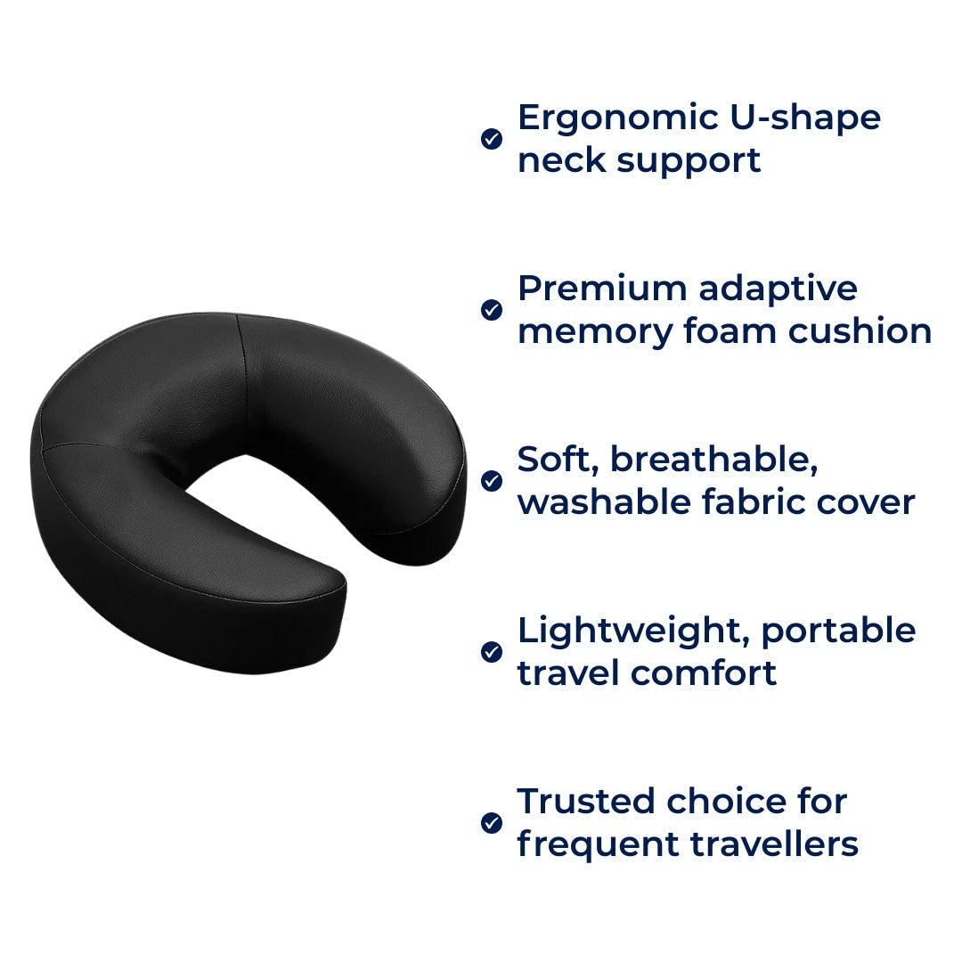NeckEase | Memory Foam Travel Pillow – Neck Pain Relief – Ergonomic U-Shape Support – Lightweight Comfort for Flights & Long Journeys