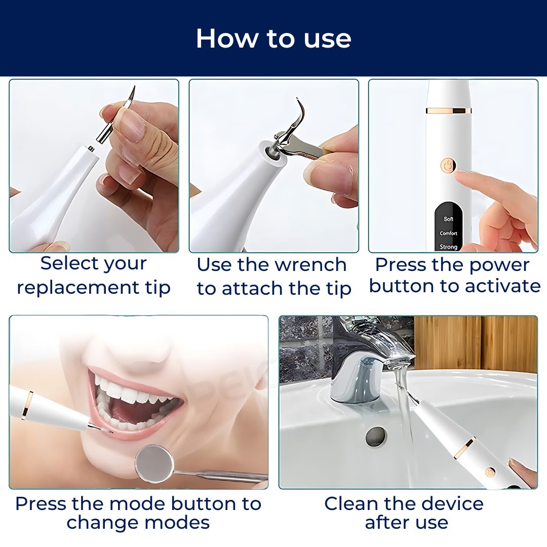 PlaqueFree Plaque Remover for teeth | Ultrasonic Teeth Cleaner - Tartar Remover from Home - Deep Teeth Cleaning and Polish