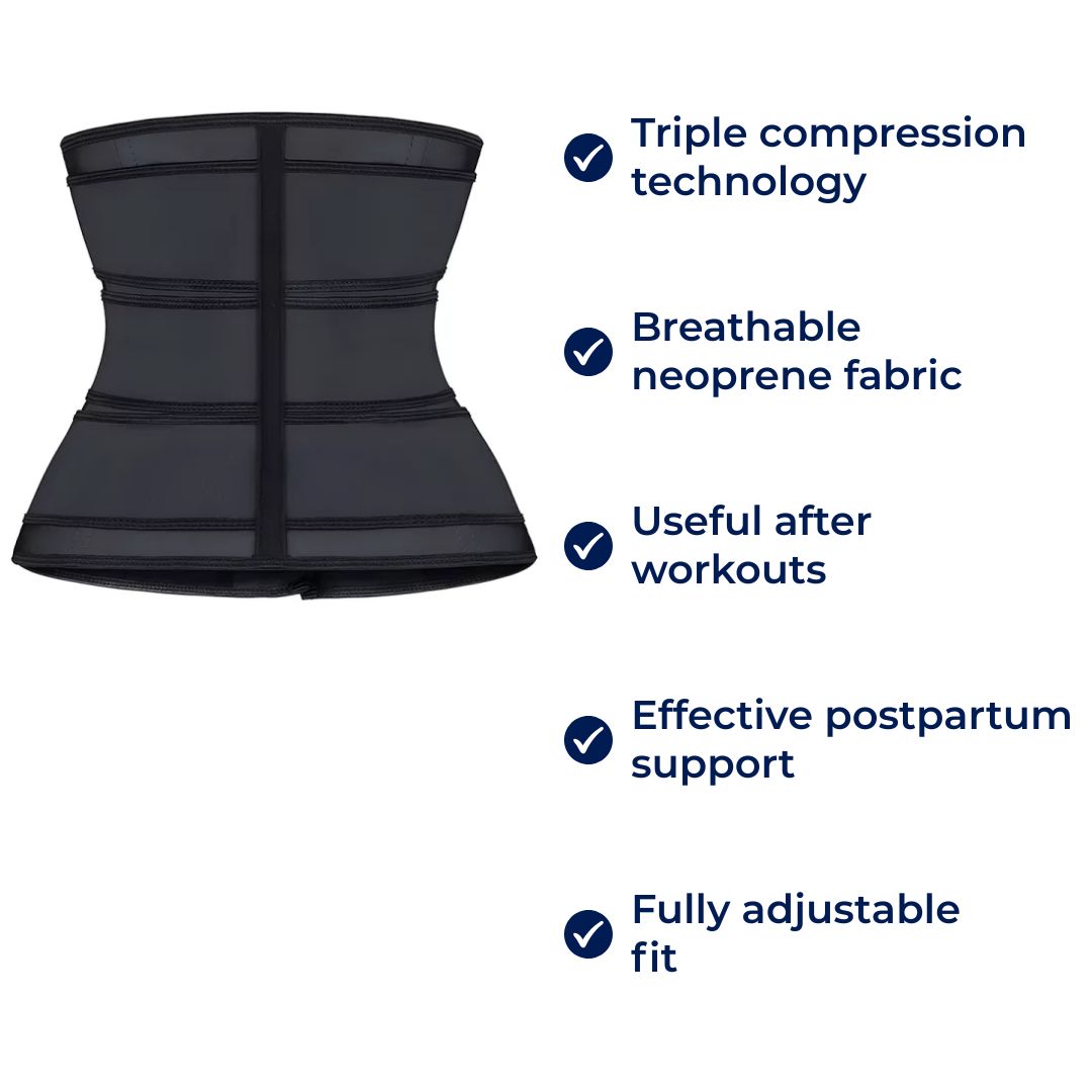 ThermoCore | Waist Trainer Belt – Triple Compression – Breathable Neoprene Fit – Post‑Workout & Postpartum Use