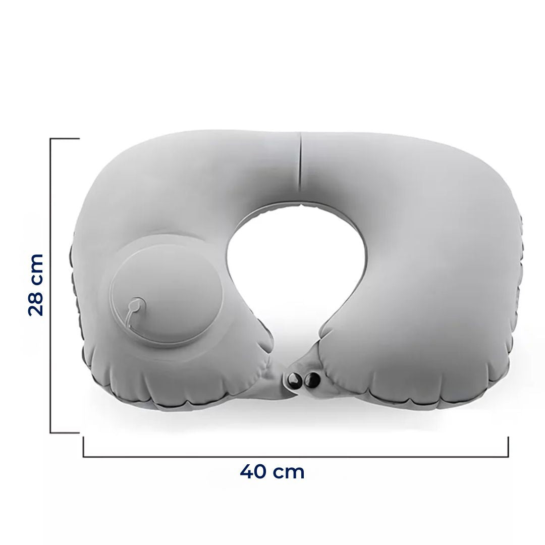 TravelThrive | Inflatable Travel Neck Pillow – Adjustable Firmness – Soft Velvet Cover – Neck Pain Relief – Compact for All Journeys