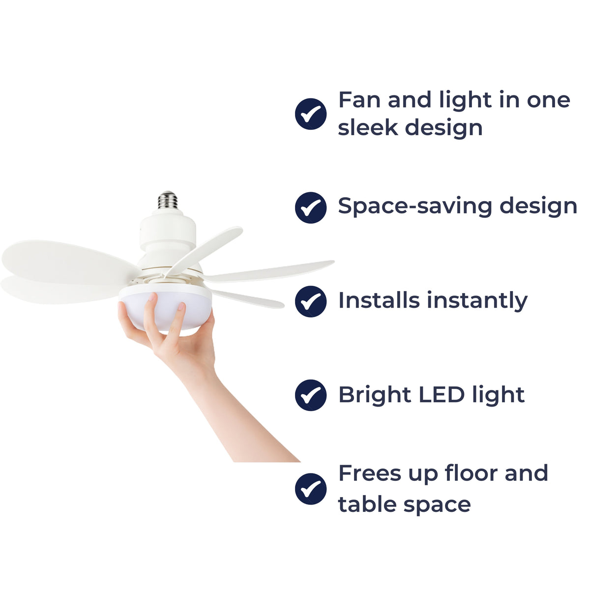 CoolLight | Socket Fan Light – Quiet Operation – E27 LED Ceiling Combo – Perfect for Bedrooms & Small Rooms