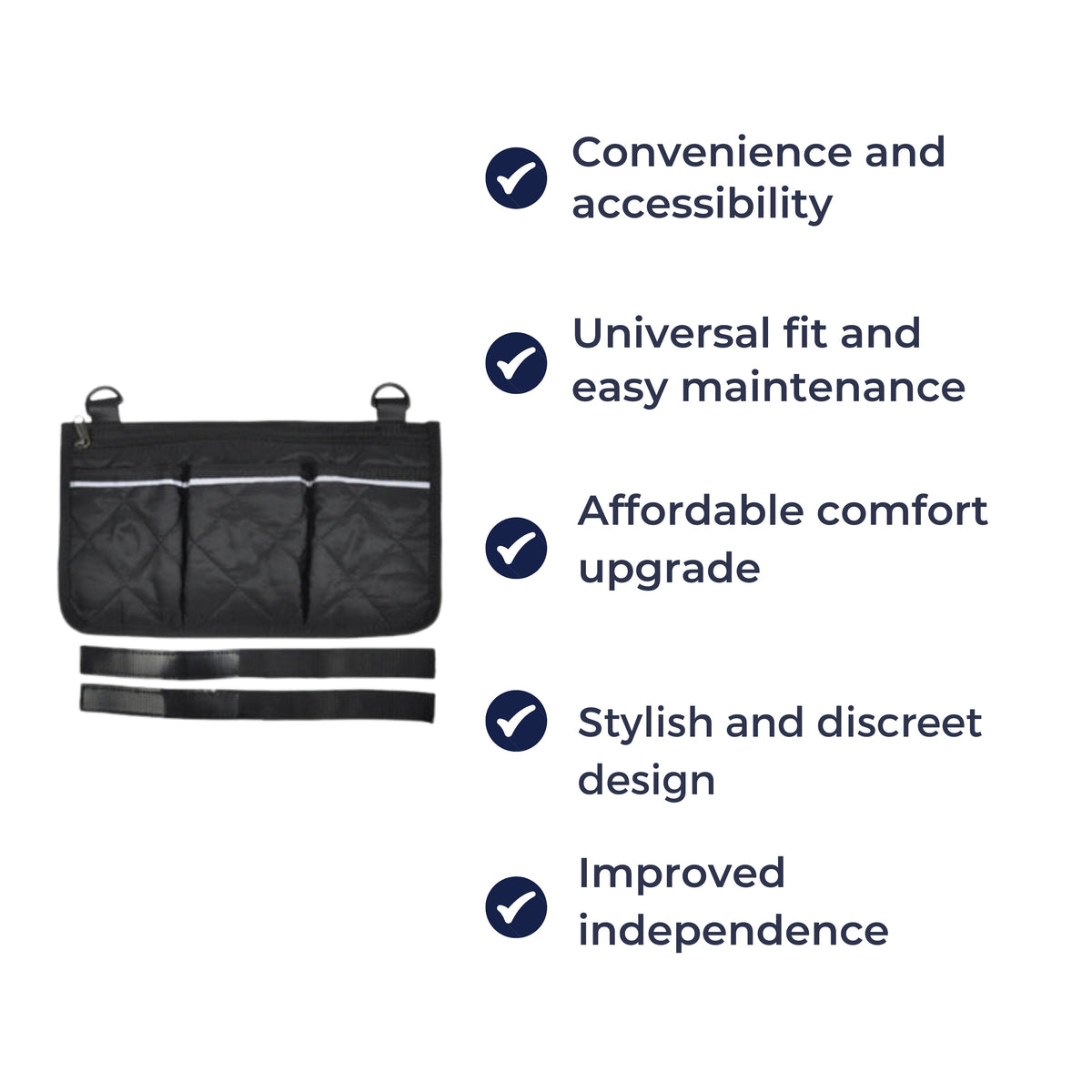 HandiKeep | Wheelchair Side Bag – Quick-Access Storage – Reflective Durable Fabric – Daily Independence