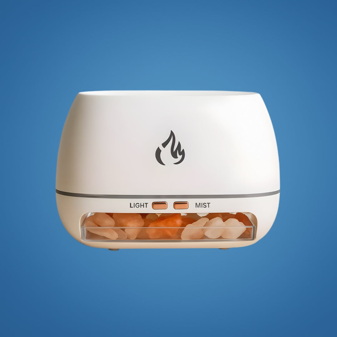 SaltAura | Humidifier Diffuser – Relieves Dry Air and Aids Sleep – Himalayan Salt Crystal, Quiet Mist and Calming Home Air Wellness