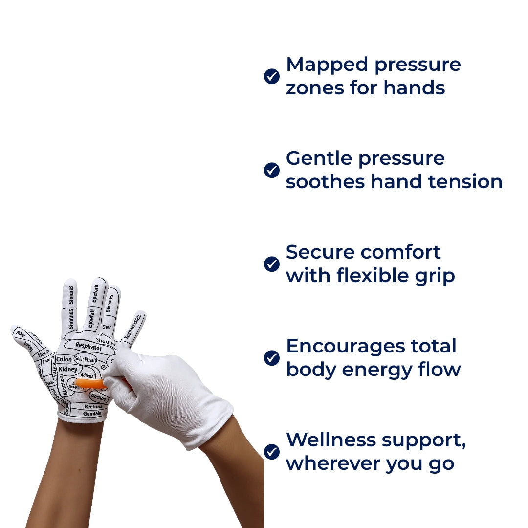 HandEase | Reflexology Gloves – Hand Pain Relief – Boost Circulation – Elastic Non‑Slip Fit – Acupressure Massage Therapy for Sore Hands at Home