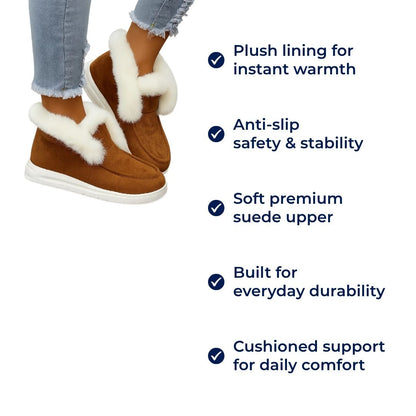 CosyStep | Women’s Suede Ankle Boots – Easy Slip-On Warmth – Plush Lining Anti-Slip Sole – All-Day Comfort & Support for Cold Winter Walks