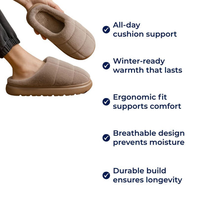 SnugSole | Thick Sole House Slippers – Non Slip – Plush Lining – Warm Cushion Support – Relieves Cold Feet & Improves Comfort Indoors