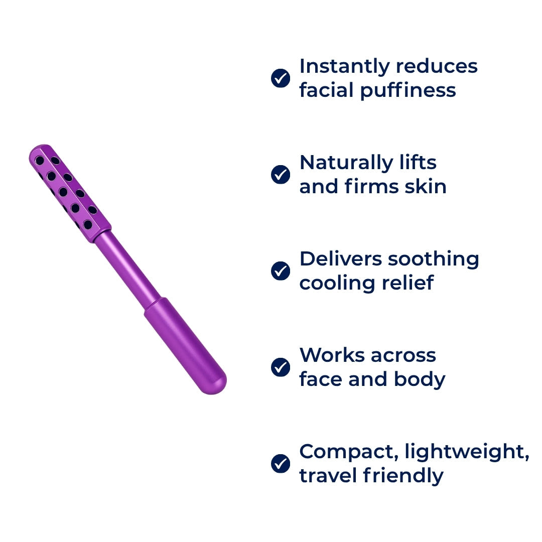 ContourEase | Face Roller Massager – Depuff & Lift Skin – Smooth Metal Cooling Design – Boost Circulation & Glow for Cheeks Neck Face
