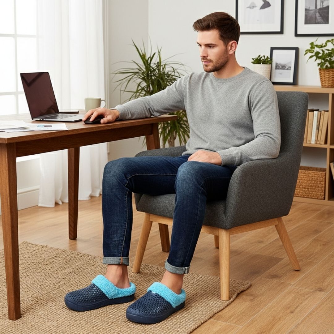 FrostEase | Winter House Slippers – Non-Slip Thick Sole – Plush Lined Indoor Shoes for Cold Feet – Extra Warm Comfort, Support & Relief