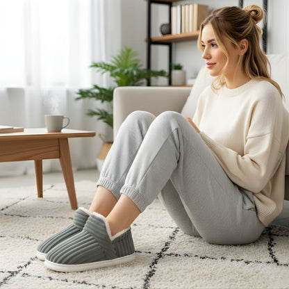 HeatEase | Winter Warm House Slippers – Closed-Toe Anti-Slip Sole – Thick Cushioned Support – Keeps Feet Cosy and Pain-Free All Day