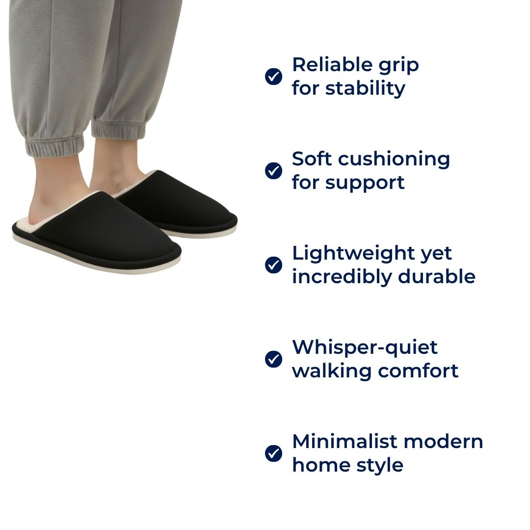 HomeHug | Warm Non-Slip House Slippers – Cushioned Closed-Toe Design – Prevent Cold Floors – All-Day Comfort & Foot Support for Adults