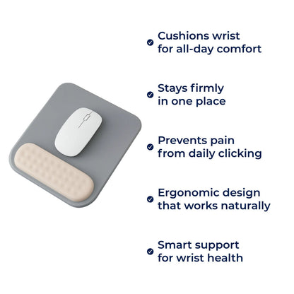 DeskEase | Ergonomic Mouse Pad – Wrist Support – Silicone Cushioned Anti‑Slip – Relieves Strain – For Long Hours at Office or Gaming