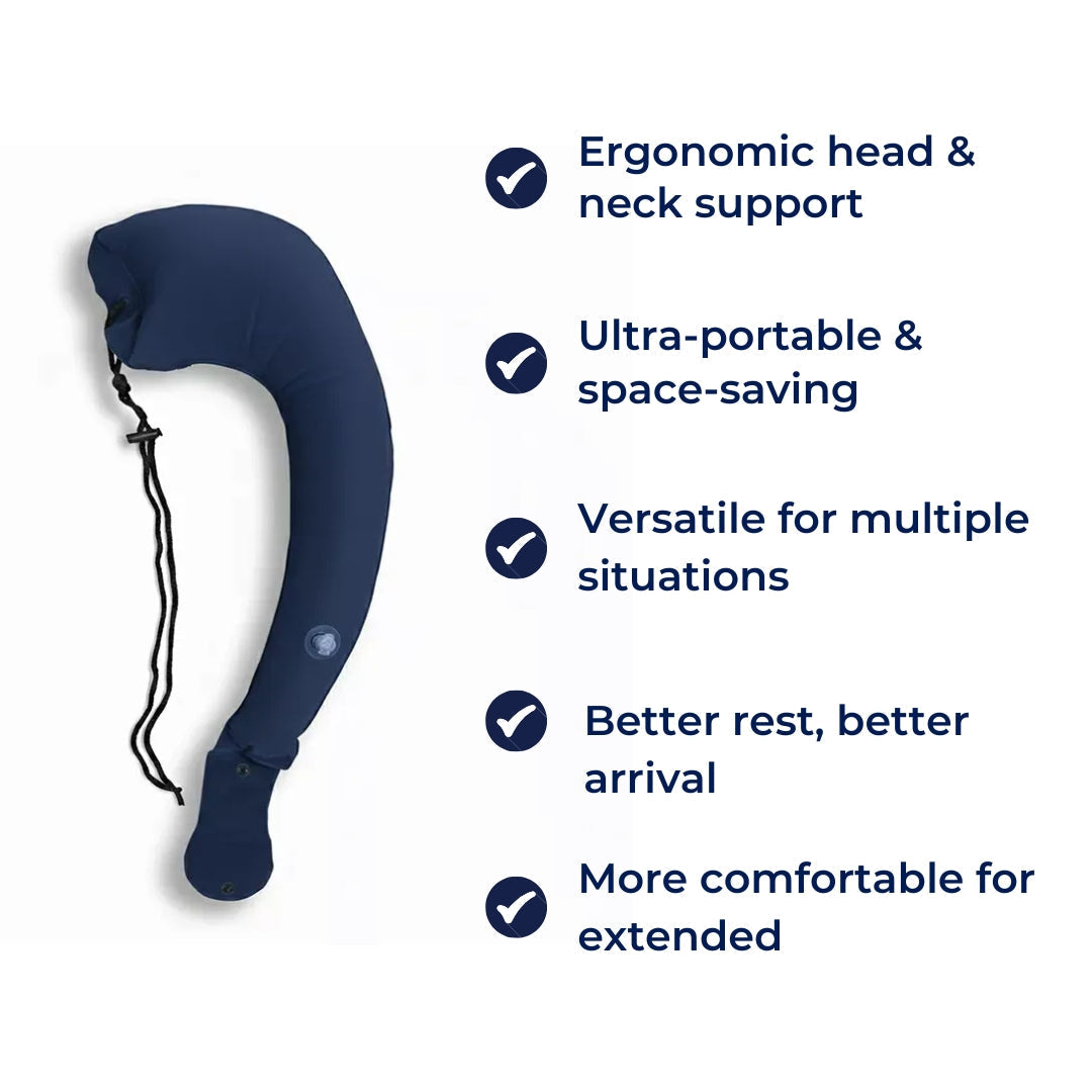 AirNest | Inflatable Travel Pillow – Ultra Compact Quick Inflate – Ergonomic Neck Support – Plane Car Travel & Easy Pack Away