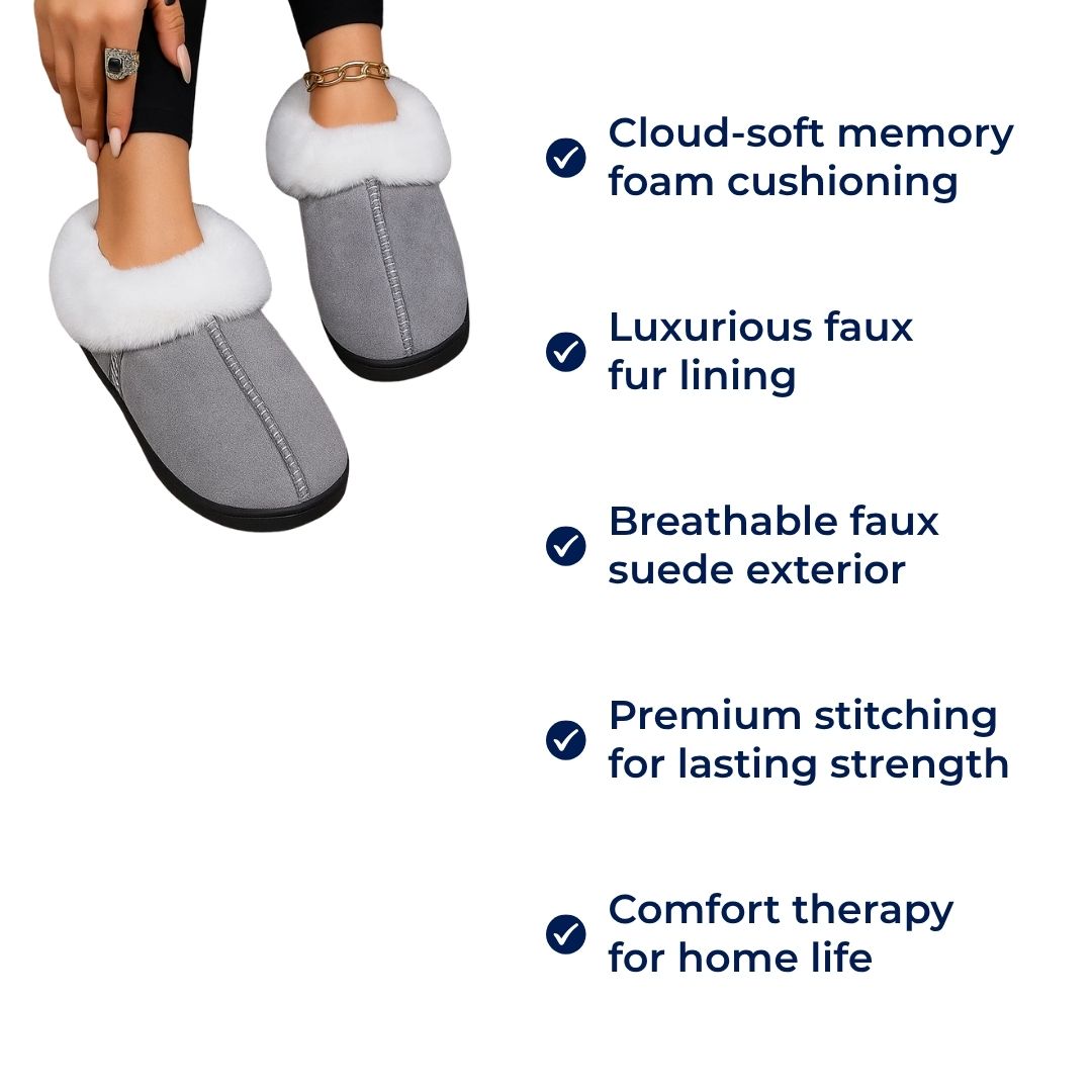 SnuggleStep | Warm Indoor Footwear – Memory Foam Sole – Faux Fur Lining – Anti-Slip Grip – All-Day Comfort & Pain Relief on Hard Floors