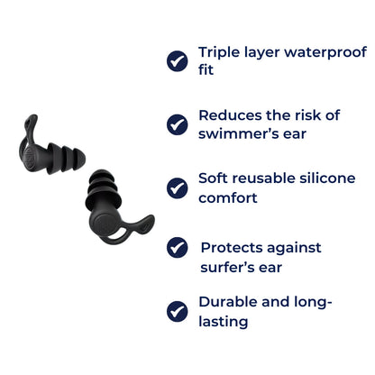 AquaSeal | Swimming Earplugs – Triple Layer Waterproof Fit – Soft Reusable Silicone – Swimmers Preventing Water In Ears