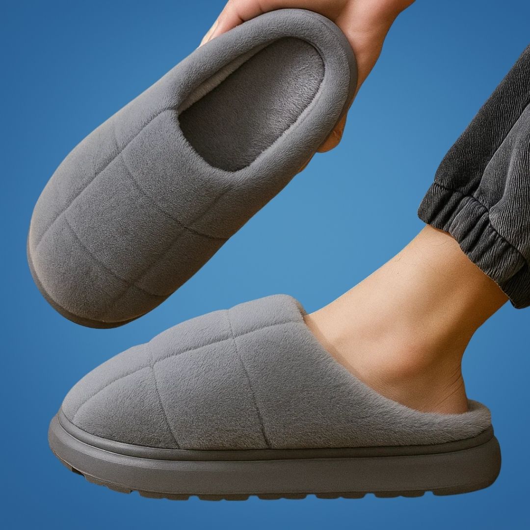 SnugSole | Thick Sole House Slippers – Non Slip – Plush Lining – Warm Cushion Support – Relieves Cold Feet & Improves Comfort Indoors