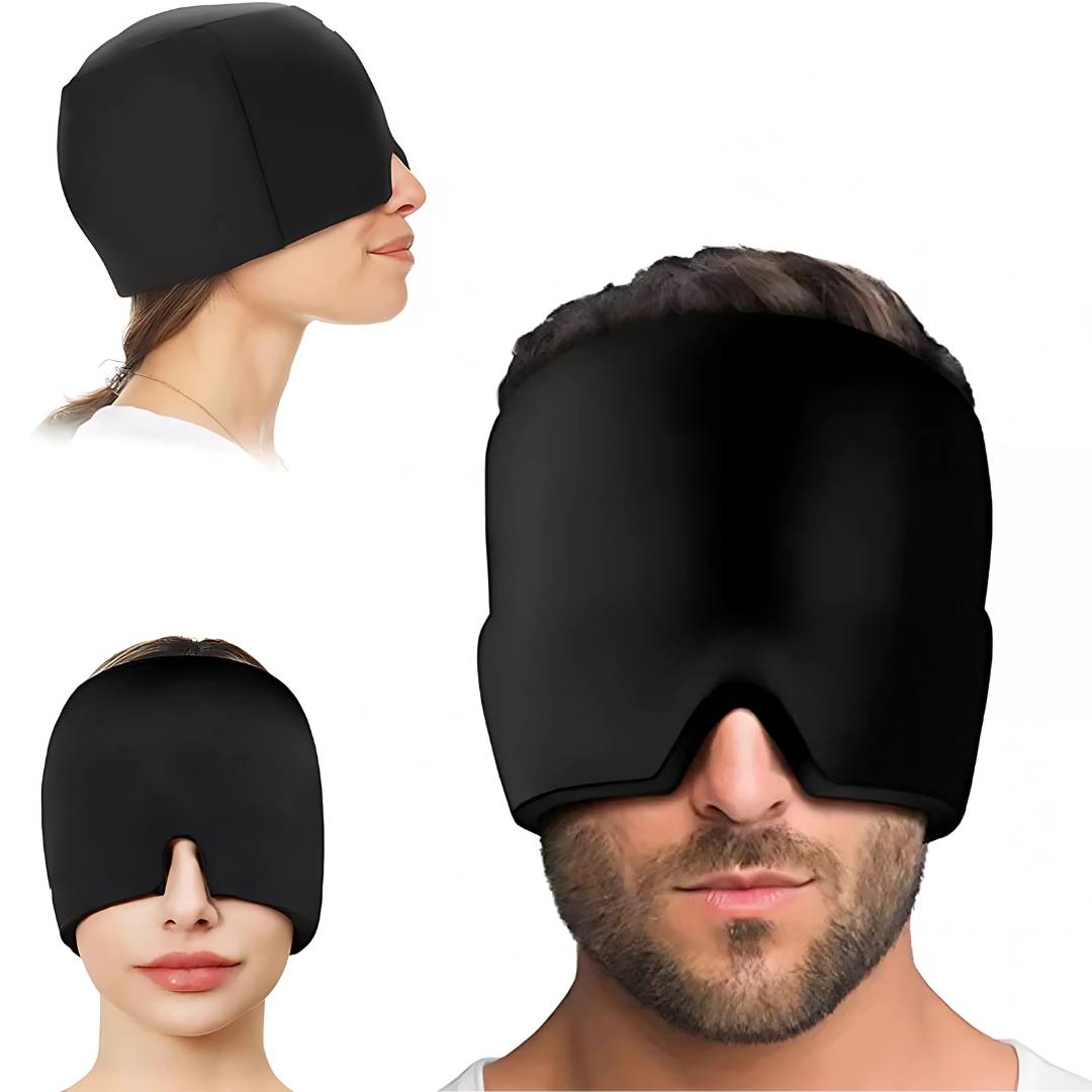 MigraSoothe Gel Hood Instant Headache and Migraine Relief | Cooling Comfort, Pressure Therapy & Light Blocking for Anytime Use