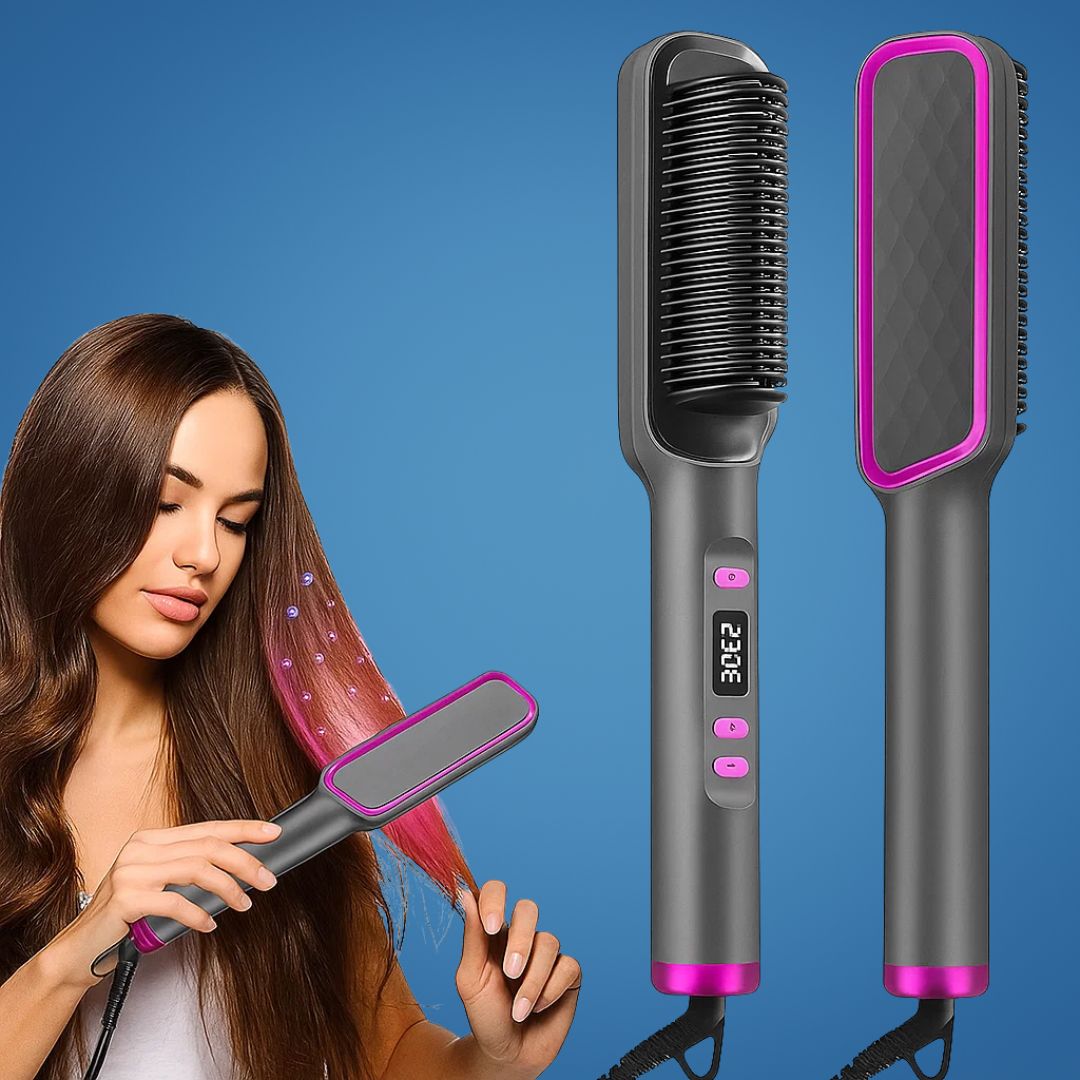 StyleSwift | Hot Comb Straightener – Instant Heat Up – Ceramic Coated – Frizz-Free Shiny Hair for All Types – Salon Smooth Results