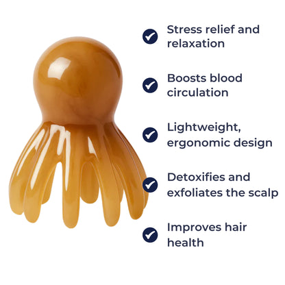 SereneWave | Octopus Scalp Massager – Stress Relief Tool – Lightweight Resin Design – Boosts Circulation – For Travel Relaxation & Hair Health