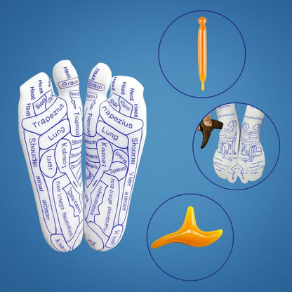 ReflexEase | Reflexology Socks – Printed Map & Tool – Breathable Split‑Toe Fabric – Home Stress Relief & Foot Fatigue Recovery