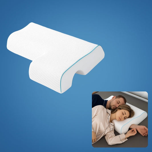 SleepEase | Side‑Sleeper Couple Memory Foam Pillow – Arm‑Hole Comfort – Orthopaedic Neck Support – Pain Relief – Deeper, Restful Sleep