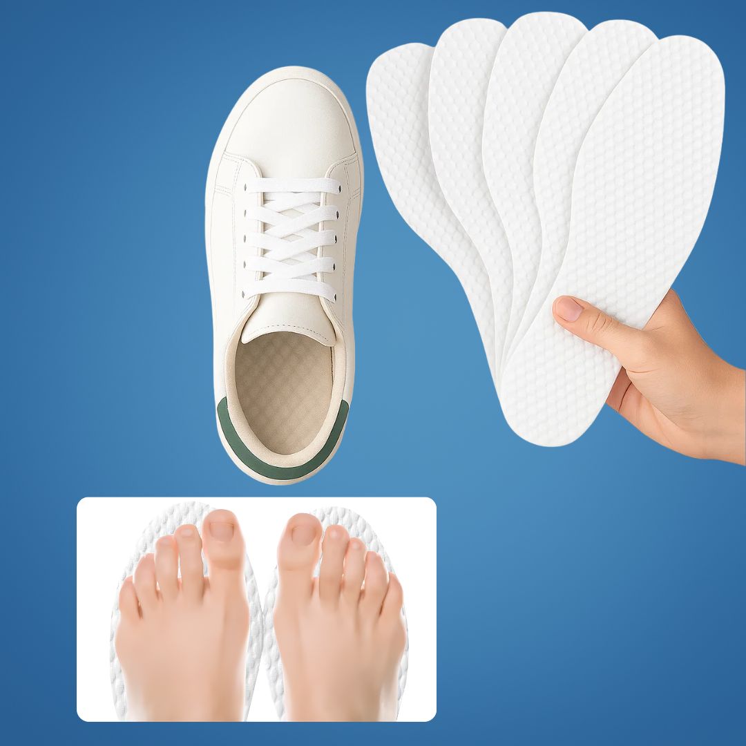 FreshStep | Five Disposable Insoles – Sweat Absorbing & Odour Control – Wood Pulp Breathable Layer – Keeps Feet Dry, Fresh & Comfortable