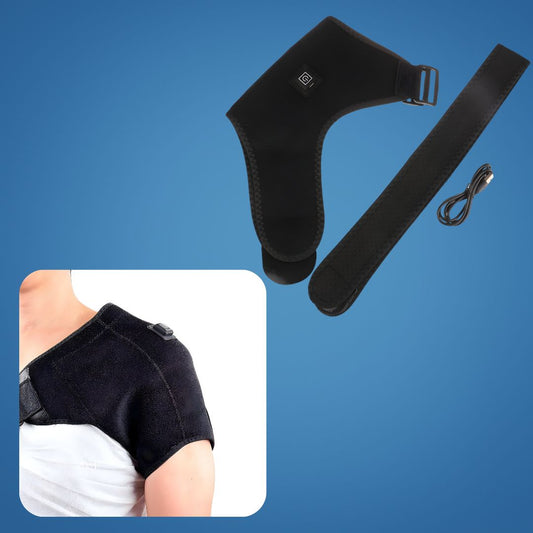 ThermRelief | Heated Shoulder Wrap – Pain Relief & Muscle Relaxation – USB-Powered Lightweight Brace – For Men & Women Everyday Comfort