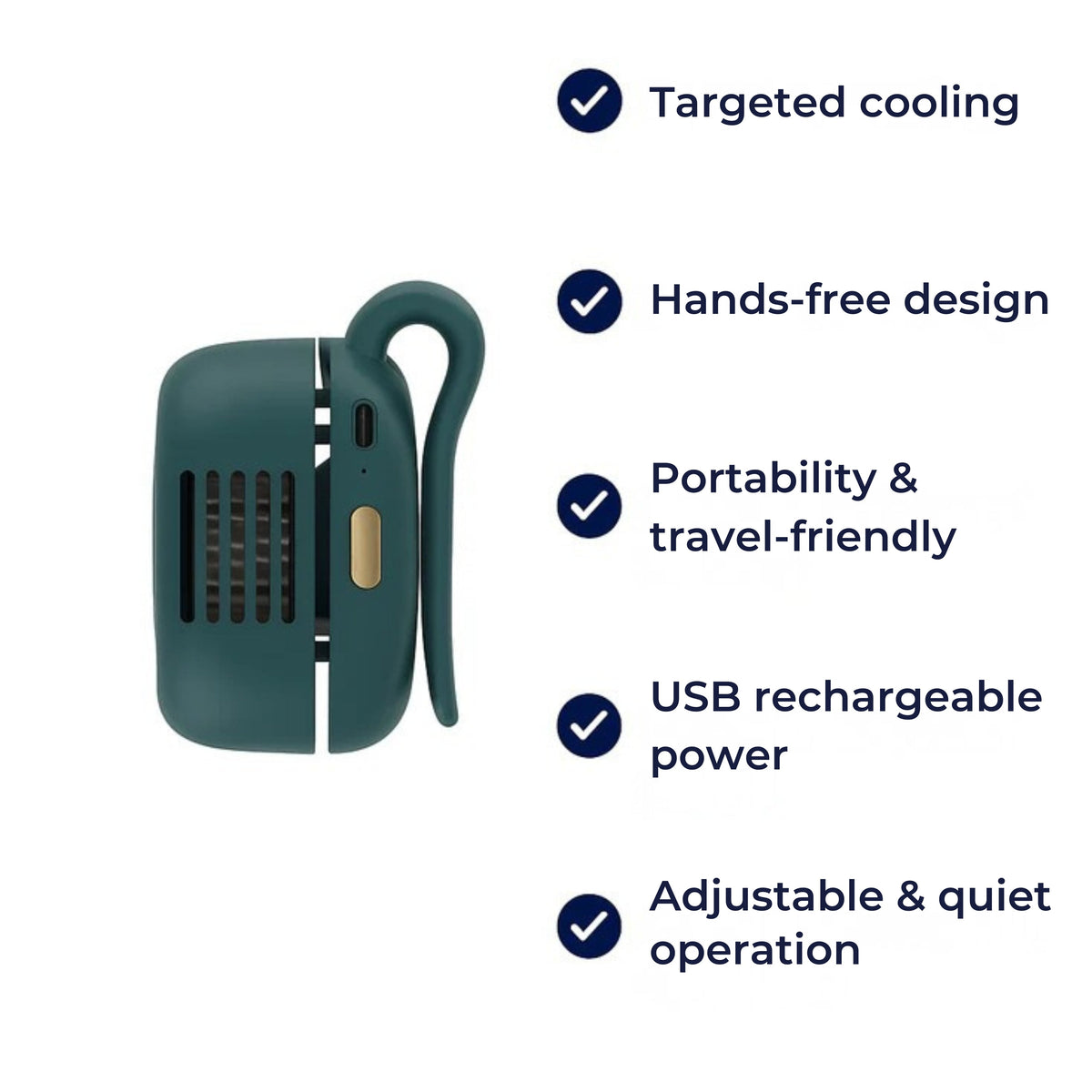 CoolClip | Portable Clip Fan – Silent Cooling Breeze – USB Rechargeable Power – Lightweight Hands-Free Design – Travel & Desk Cooling Benefits