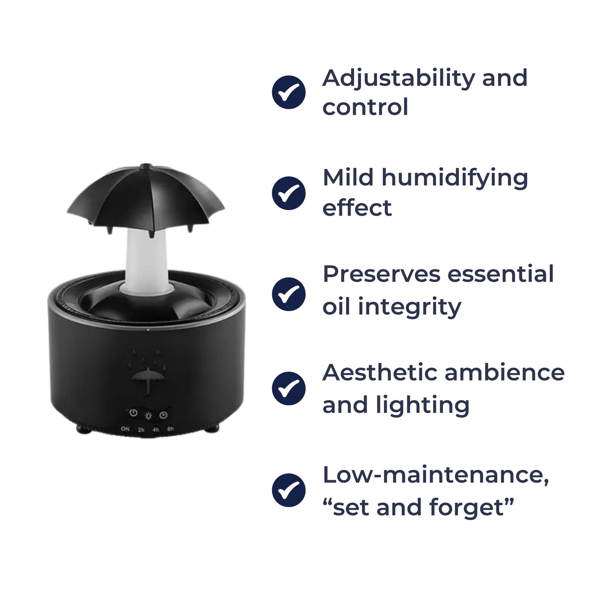 LumiDrop | Ultrasonic Aroma Diffuser – Rotating Umbrella Mist – LED Night Light – Quiet Humidifier for Bedroom