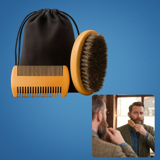 GentleGroom | Beard Brush Set – Easy Lather & Frizz Control – Soft Bristles – Skin-Friendly Grooming – Perfect Daily Beard Care for Men
