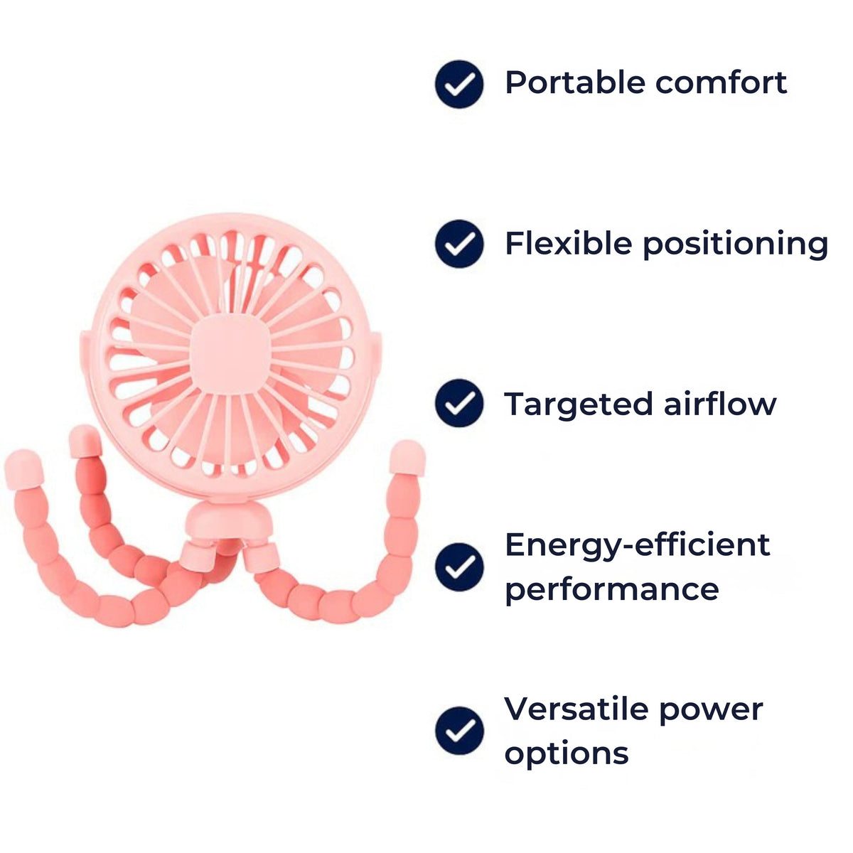 BreezeFlex | Clip On Mini Fan – Quiet Rechargeable – Flexible Tripod – Portable Cooling Comfort – Perfect for Baby Stroller Office Travel