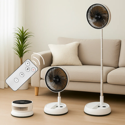 BreezeFold | Folding Oscillating Fan – Quiet Portable Cooling – Lightweight Foldable Design – Remote-Control Home & Outdoor Use