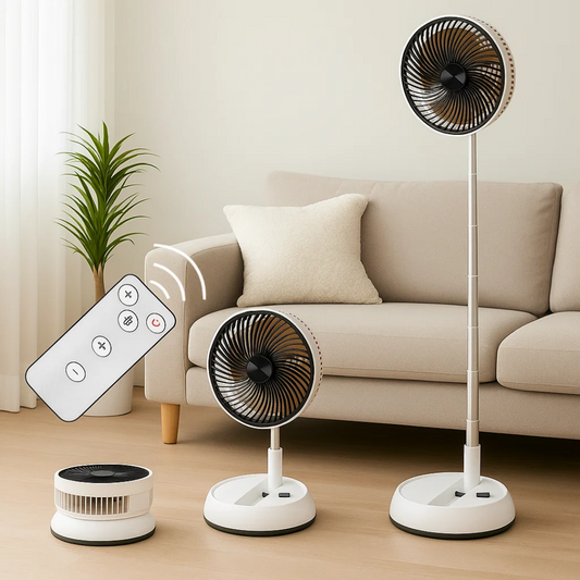 BreezeFold | Folding Oscillating Fan – Quiet Portable Cooling – Lightweight Foldable Design – Remote-Control Home & Outdoor Use