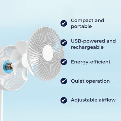 CoolBreeze | Portable USB Desk Fan – Silent Operation – Compact Lightweight – Instant Cooling Relief – Stay Cool for Office Bedroom Travel