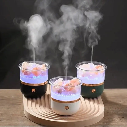 SereniGlow Crystal Salt Humidifier | USB Aroma Diffuser – Night Light & Air Purifier – For Relaxation, Stress Relief & Improved Air Quality