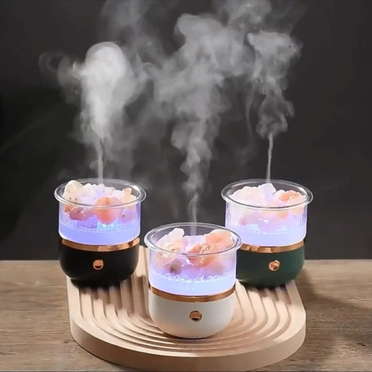 SereniGlow Crystal Salt Humidifier | USB Aroma Diffuser – Night Light & Air Purifier – For Relaxation, Stress Relief & Improved Air Quality