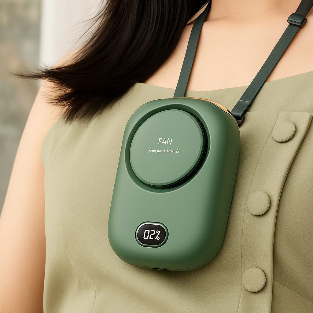 NeckBreeze | Necklace Fan – Hands-Free Cooling Relief – 2000 mAh Lightweight Design – Long Battery Comfort for Travel, Festivals & Outdoors