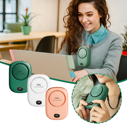 NeckBreeze | Necklace Fan – Hands-Free Cooling Relief – 2000 mAh Lightweight Design – Long Battery Comfort for Travel, Festivals & Outdoors