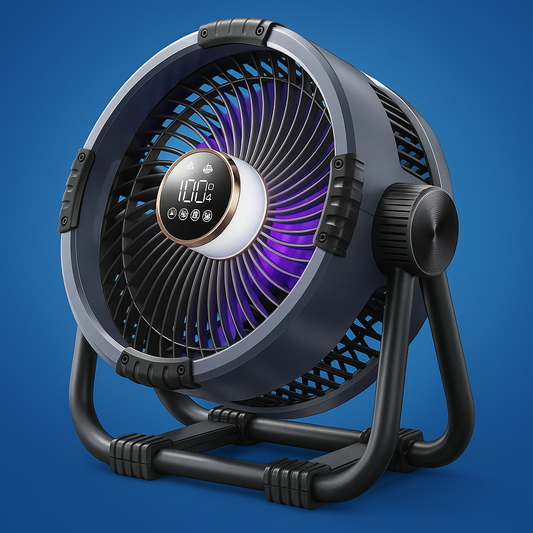 BreezeGlow | Outdoor Hangable LED Fan – Remote Control & Long Battery Life – 20000 mAh Powerful Lightweight Design – Camping & Patio Use